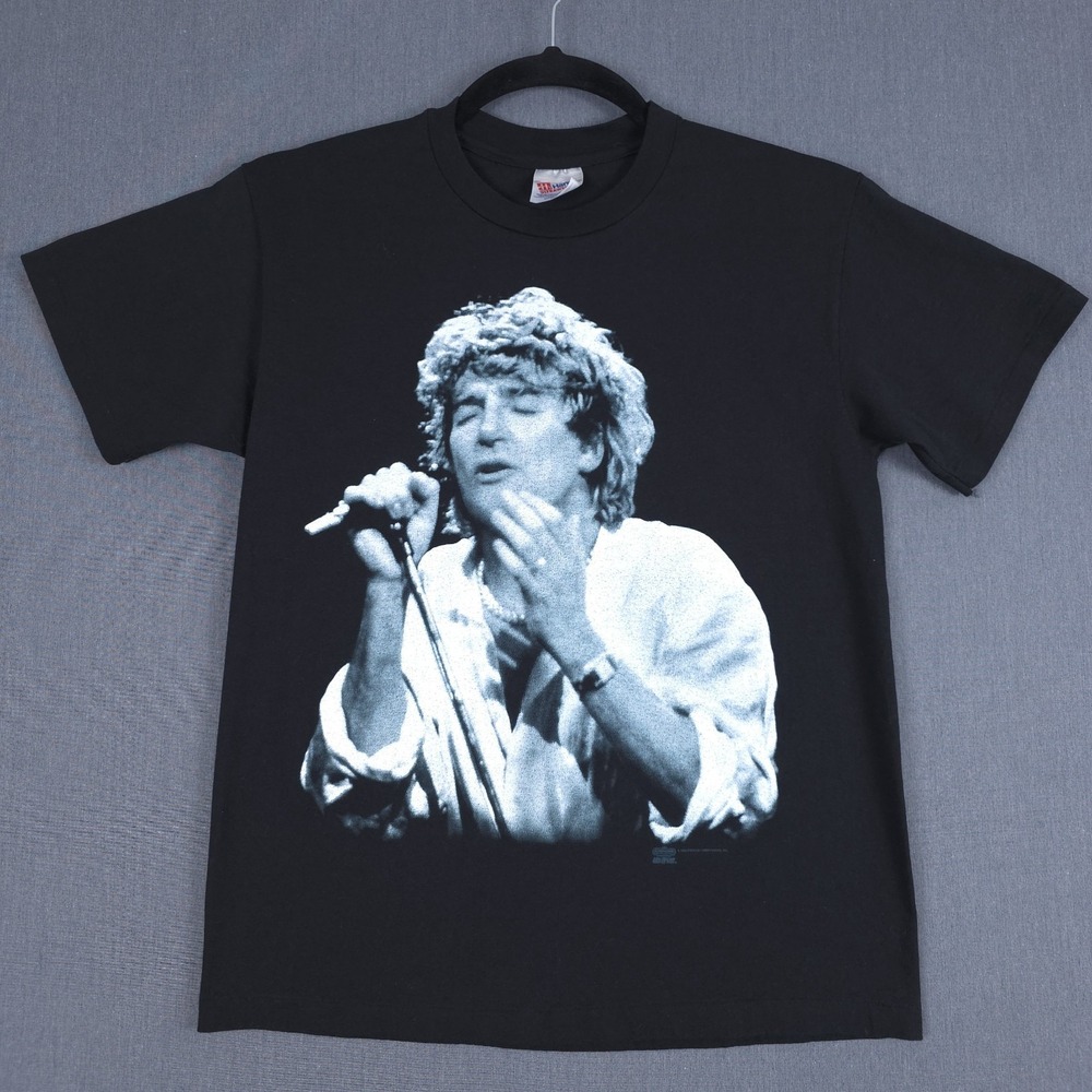 Vintage Rod Stewart Shirt Size Large Black Night To‎ Remember Short Sleeve 1993